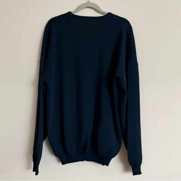 ST. CROIX Knits Mens Sweater 100% Merino Wool V-Neck Size XLarge Long Navy Blue - Picture 4 of 4